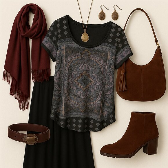 Lucky Brand 1X Medallion Boho Luxe Top – Eclectic Grandpa | Vintage Bohemian - Picture 1 of 8